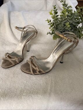 Dolce & Gabbana Metallic Gold Strappy Stiletto Sandals